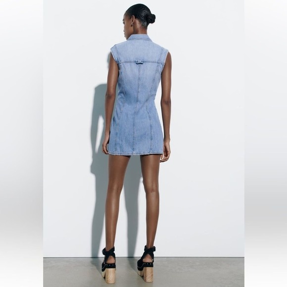 ZARA SHORT DENIM TRF DRESS SKY BLUE 8197/099/041/11 - Picture 5 of 5